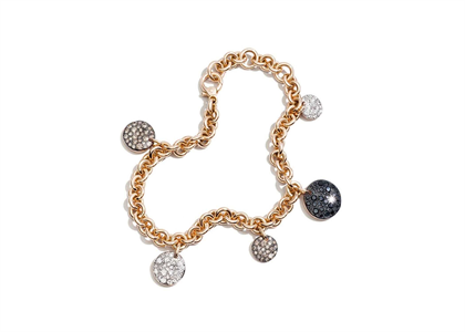 Gold Plated CZ Studded Womens Charm Bracelet